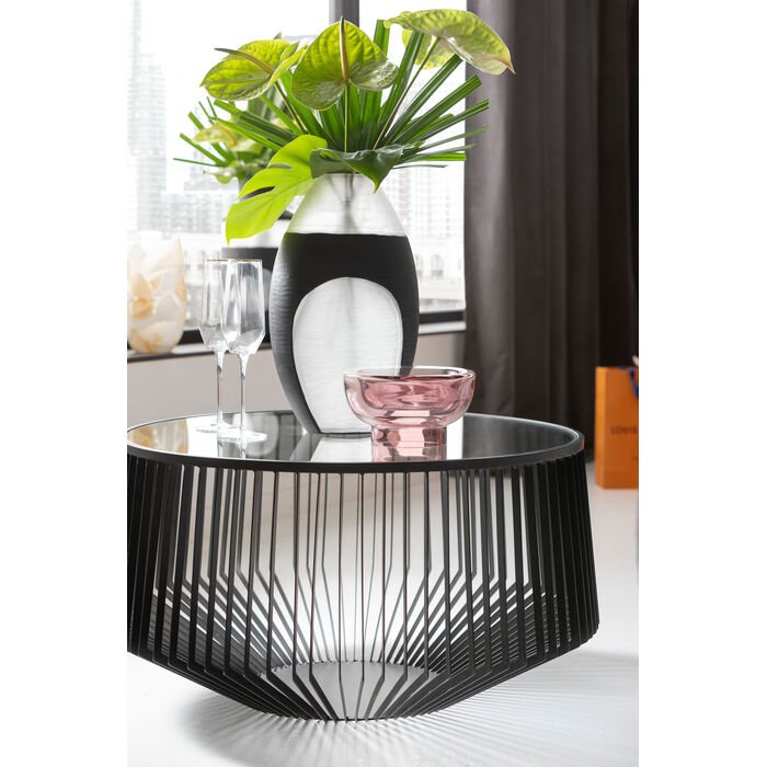 KARE DESIGN Corinne sofabord, rund - klar glas og sort stl (80)