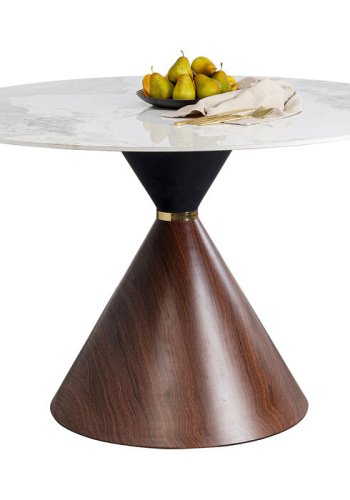 KARE DESIGN Cono spisebord, rundt - hvit/gr steinty, brunfarget papir og gullstl (120)