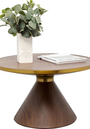 KARE DESIGN Cono sofabord, rund - valnddefarvet finér, brun repapir og guld stl (70)