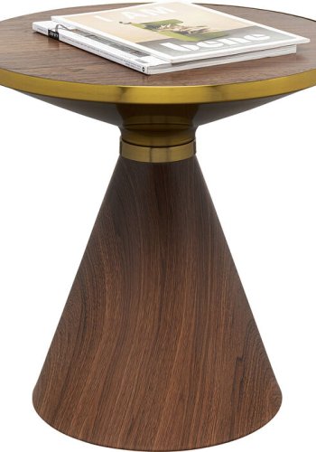 KARE DESIGN Cono salongbord, rundt - valnttfarget finer, brunfarget papir og gullstl (50)