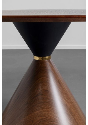 KARE DESIGN Cono spisebord, rund - valnddefarvet finér, brun repapir og guld stl (120)