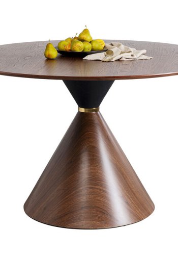 KARE DESIGN Cono spisebord, rund - valnddefarvet finér, brun repapir og guld stl (120)