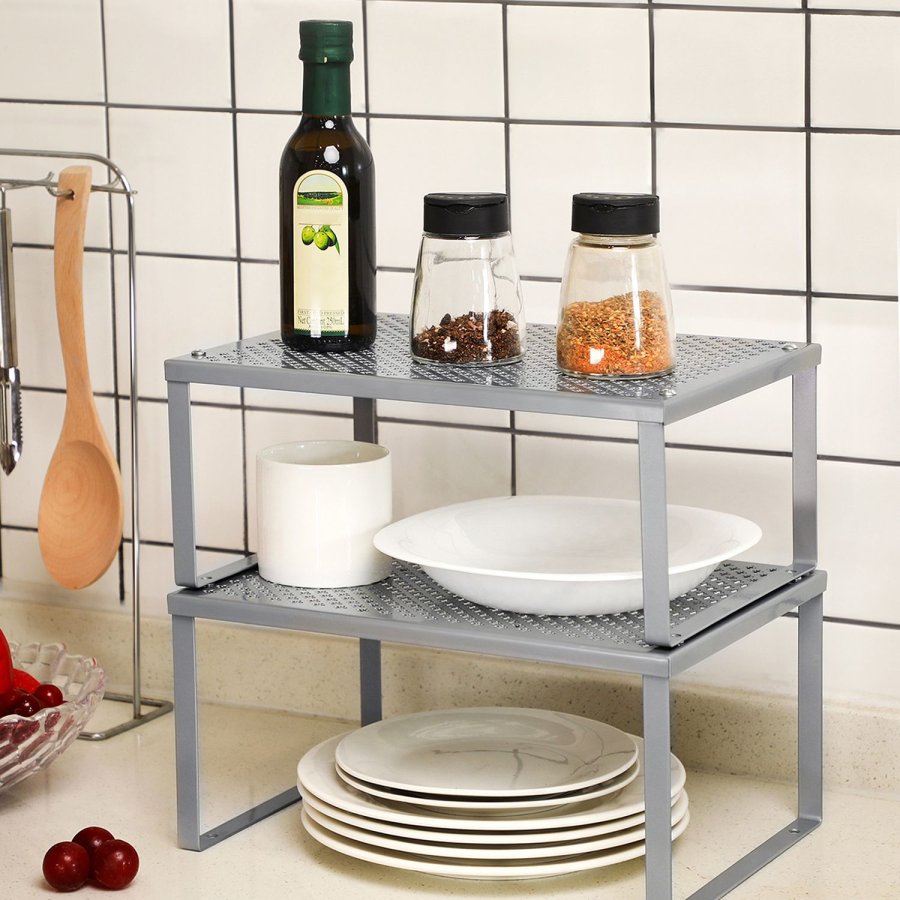 SONGMICS krydderir�kkel med 2 niveauer, s�lv KCS01SV