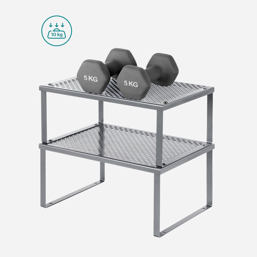 SONGMICS krydderir�kkel med 2 niveauer, s�lv KCS01SV