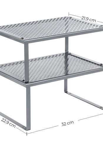 SONGMICS krydderir�kkel med 2 niveauer, s�lv KCS01SV