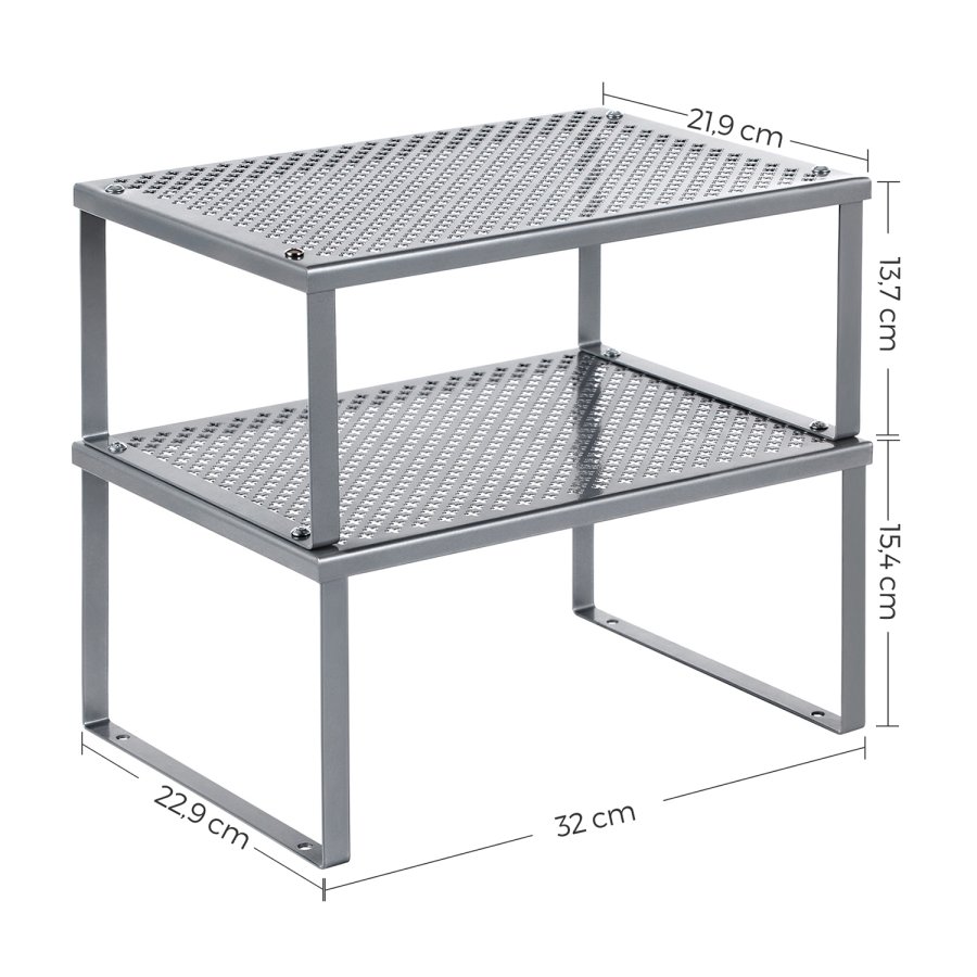 SONGMICS krydderir�kkel med 2 niveauer, s�lv KCS01SV