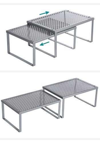 SONGMICS krydderir�kkel med 2 niveauer, s�lv KCS01SV