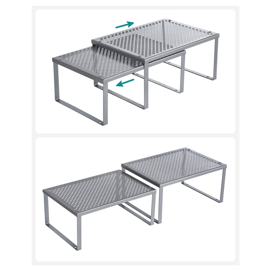 SONGMICS krydderir�kkel med 2 niveauer, s�lv KCS01SV