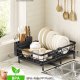 SONGMICS diskst&auml;ll, stort utdragbart avrinningsh�l f&ouml;r sm� utrymmen, 360&deg; roterande utdragbar pip, diskst&auml;ll, st�l, 46,5 x 29,6 x 14 cm, bl&auml;cksvart KCS556BH01