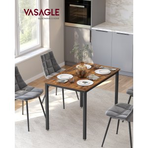 VASAGLE Spisebord, K�kkenbord, 70 x 110 x 77 cm, Spisebord til 4 personer, Stuebord, til Spisestue, K�kken, Industrielt, Rustik Brun og Sort KDT081B01