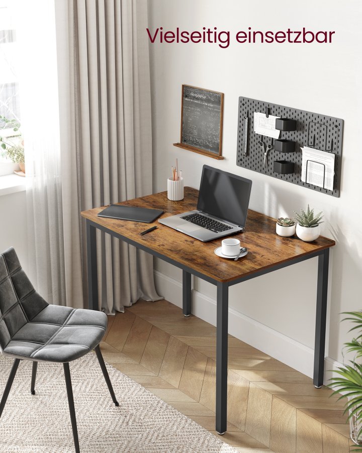 VASAGLE Esstisch, K&uuml;chentisch, 70 x 110 x 77 cm, Esstisch f&uuml;r 4 Personen, Wohnzimmertisch, f&uuml;r Esszimmer, K&uuml;che, Industriestil, Rustikales Braun und Schwarz KDT081B01