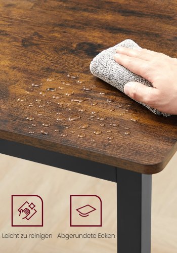 VASAGLE Esstisch, K&uuml;chentisch, 70 x 110 x 77 cm, Esstisch f&uuml;r 4 Personen, Wohnzimmertisch, f&uuml;r Esszimmer, K&uuml;che, Industriestil, Rustikales Braun und Schwarz KDT081B01