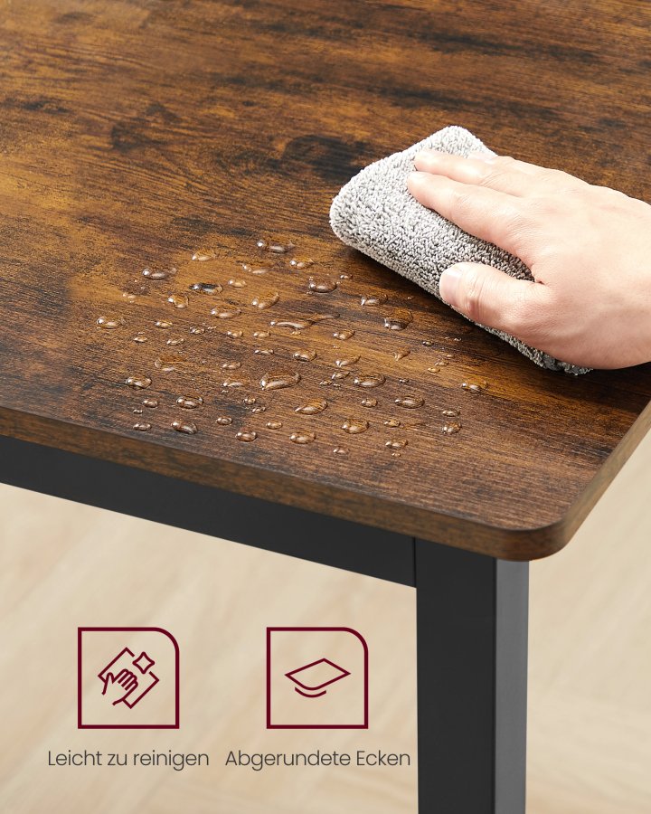 VASAGLE Esstisch, K&uuml;chentisch, 70 x 110 x 77 cm, Esstisch f&uuml;r 4 Personen, Wohnzimmertisch, f&uuml;r Esszimmer, K&uuml;che, Industriestil, Rustikales Braun und Schwarz KDT081B01