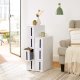 SONGMICS Plastikopbevaringsskuffer, Smal Opbevaringsvogn p� Hjul, 4-Skuffers Opbevaringst�rn til Badev�relse/K�kken, Pladsbesparende, 45 x 17 x 83 cm, Hvid og Gr� KFR008G01