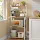 VASAGLE KKS014Y02 K�kkenhylde med stikkontakter, st�ende hylde, mikrob�lgeovnshylde, 4 niveauer og 8 S-kroge, justerbar hylde, k�kkenrulleholder, 40 x 60 x 140 cm, guld eg Cloud White