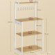 VASAGLE KKS014Y02 K�kkenhylde med stikkontakter, st�ende hylde, mikrob�lgeovnshylde, 4 niveauer og 8 S-kroge, justerbar hylde, k�kkenrulleholder, 40 x 60 x 140 cm, guld eg Cloud White