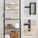 VASAGLE KKS024B02 K�kkenhylde, St�ende Mikrob�lgeovnshylde, 6 Hylder, 6 Knagger, St�lramme, Industrielt Design, 40 x 60 x 167 cm, Gr� Marmoreret Bl�ksort