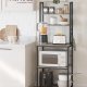 VASAGLE KKS024B02 K�kkenhylde, St�ende Mikrob�lgeovnshylde, 6 Hylder, 6 Knagger, St�lramme, Industrielt Design, 40 x 60 x 167 cm, Gr� Marmoreret Bl�ksort