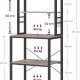 VASAGLE KKS024B02 K�kkenhylde, St�ende Mikrob�lgeovnshylde, 6 Hylder, 6 Knagger, St�lramme, Industrielt Design, 40 x 60 x 167 cm, Gr� Marmoreret Bl�ksort