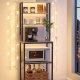 VASAGLE KKS024B02 K�kkenhylde, St�ende Mikrob�lgeovnshylde, 6 Hylder, 6 Knagger, St�lramme, Industrielt Design, 40 x 60 x 167 cm, Gr� Marmoreret Bl�ksort