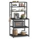 VASAGLE Kaffebar, bagerist til k�kken med opbevaring, 6-lags k�kkenhylder med 6 kroge, mikrob�lgeovnsstativ, industriel, 15,7 x 23,6 x 65,7 tommer, antracitgr� og bl�ksort UKKS024B22