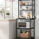VASAGLE Kaffebar, bagerist til k�kken med opbevaring, 6-lags k�kkenhylder med 6 kroge, mikrob�lgeovnsstativ, industriel, 15,7 x 23,6 x 65,7 tommer, antracitgr� og bl�ksort UKKS024B22