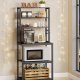 VASAGLE Kaffebar, bagerist til k�kken med opbevaring, 6-lags k�kkenhylder med 6 kroge, mikrob�lgeovnsstativ, industriel, 15,7 x 23,6 x 65,7 tommer, antracitgr� og bl�ksort UKKS024B22