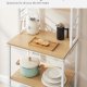 VASAGLE K�kkenopbevaringsreol, Kaffebar, Bagerist, I alt 6 hylder og 6 kroge, til mikrob�lgeovn, St�lramme, Industriel, 40 x 60 x 167 cm, Egefarve og Hvid KKS024W09