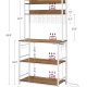 VASAGLE KKS025W41EU K�kkenhylde med stikkontakter, Mikrob�lgeovnshylde med gitterplade, 14 kroge, 40 x 80 x 170 cm, Vintage brun/hvid