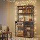 VASAGLE K�kkenhylde med str�mskinne, Kaffebar med justerbare hylder, stofskuffe, 12 kroge, 40 x 100 x 180,2 cm, Mikrob�lgeovnsstativ, Rustik brun og bl�ksort KKS027K02
