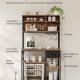 VASAGLE K�kkenhylde med str�mskinne, Kaffebar med justerbare hylder, stofskuffe, 12 kroge, 40 x 100 x 180,2 cm, Mikrob�lgeovnsstativ, Rustik brun og bl�ksort KKS027K02