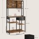 VASAGLE K�kkenhylde med str�mskinne, Kaffebar med justerbare hylder, stofskuffe, 12 kroge, 40 x 100 x 180,2 cm, Mikrob�lgeovnsstativ, Rustik brun og bl�ksort KKS027K02