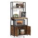 VASAGLE KKS058K02 K�kkenhylde med stikd�se, kaffebar med bordplade, h�jde 90 cm, mikrob�lgeovnsstativ med 8 kroge, 40 x 60 x 170 cm, rustik brun og bl�ksort