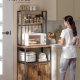 VASAGLE KKS058K02 K�kkenhylde med stikd�se, kaffebar med bordplade, h�jde 90 cm, mikrob�lgeovnsstativ med 8 kroge, 40 x 60 x 170 cm, rustik brun og bl�ksort