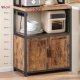 VASAGLE KKS058K02 K�kkenhylde med stikd�se, kaffebar med bordplade, h�jde 90 cm, mikrob�lgeovnsstativ med 8 kroge, 40 x 60 x 170 cm, rustik brun og bl�ksort
