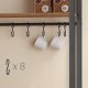 VASAGLE KKS058K02 K�kkenhylde med stikd�se, kaffebar med bordplade, h�jde 90 cm, mikrob�lgeovnsstativ med 8 kroge, 40 x 60 x 170 cm, rustik brun og bl�ksort