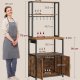 VASAGLE KKS058K02 K�kkenhylde med stikd�se, kaffebar med bordplade, h�jde 90 cm, mikrob�lgeovnsstativ med 8 kroge, 40 x 60 x 170 cm, rustik brun og bl�ksort