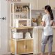 VASAGLE KKS058Y02 K�kkenreol med stikd�se, kaffebar med bordplade, h�jde 90 cm, mikrob�lgeovnsstativ med 8 kroge, 40 x 60 x 170 cm, eg guld og skyhvid