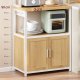 VASAGLE KKS058Y02 K�kkenreol med stikd�se, kaffebar med bordplade, h�jde 90 cm, mikrob�lgeovnsstativ med 8 kroge, 40 x 60 x 170 cm, eg guld og skyhvid