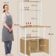 VASAGLE KKS058Y02 K�kkenreol med stikd�se, kaffebar med bordplade, h�jde 90 cm, mikrob�lgeovnsstativ med 8 kroge, 40 x 60 x 170 cm, eg guld og skyhvid
