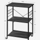 VASAGLE rullebord, m. 2 hyller, 6 S-kroker, hjul - svart sponplate og stl (60x40)