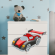 Babydreams barnekommode med racerbil, m. 3 skuffer - hvit laminat