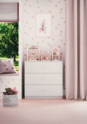 Babydreams Kinderkommode, mit 3 Schubladen - Laminat weiß