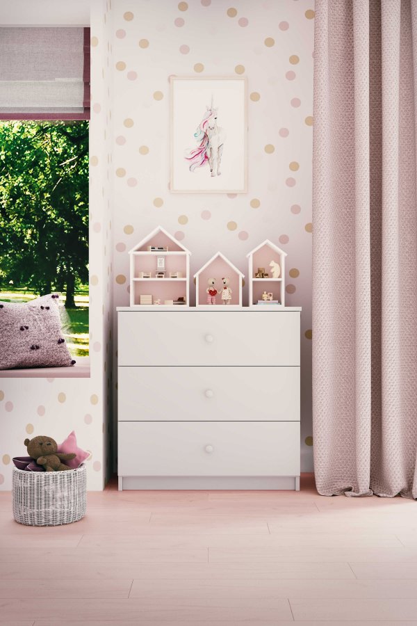 Babydreams Kinderkommode, mit 3 Schubladen - Laminat weiß