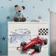 Babydreams barnekommode med racerbil, m. 3 skuffer - hvit laminat