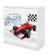 Babydreams barnekommode med racerbil, m. 3 skuffer - hvit laminat