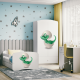Babydreams barnekommode med liten dino, m. 3 skuffer - hvit laminat