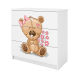 Babydreams barnekommode med bamse med blomster, m. 3 skuffer - hvit laminat