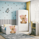 Babydreams barnekommode med bamse med blomster, m. 3 skuffer - hvit laminat