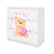 Babydreams barnekommode med bamse med sommerfugler, m. 3 skuffer - hvit laminat